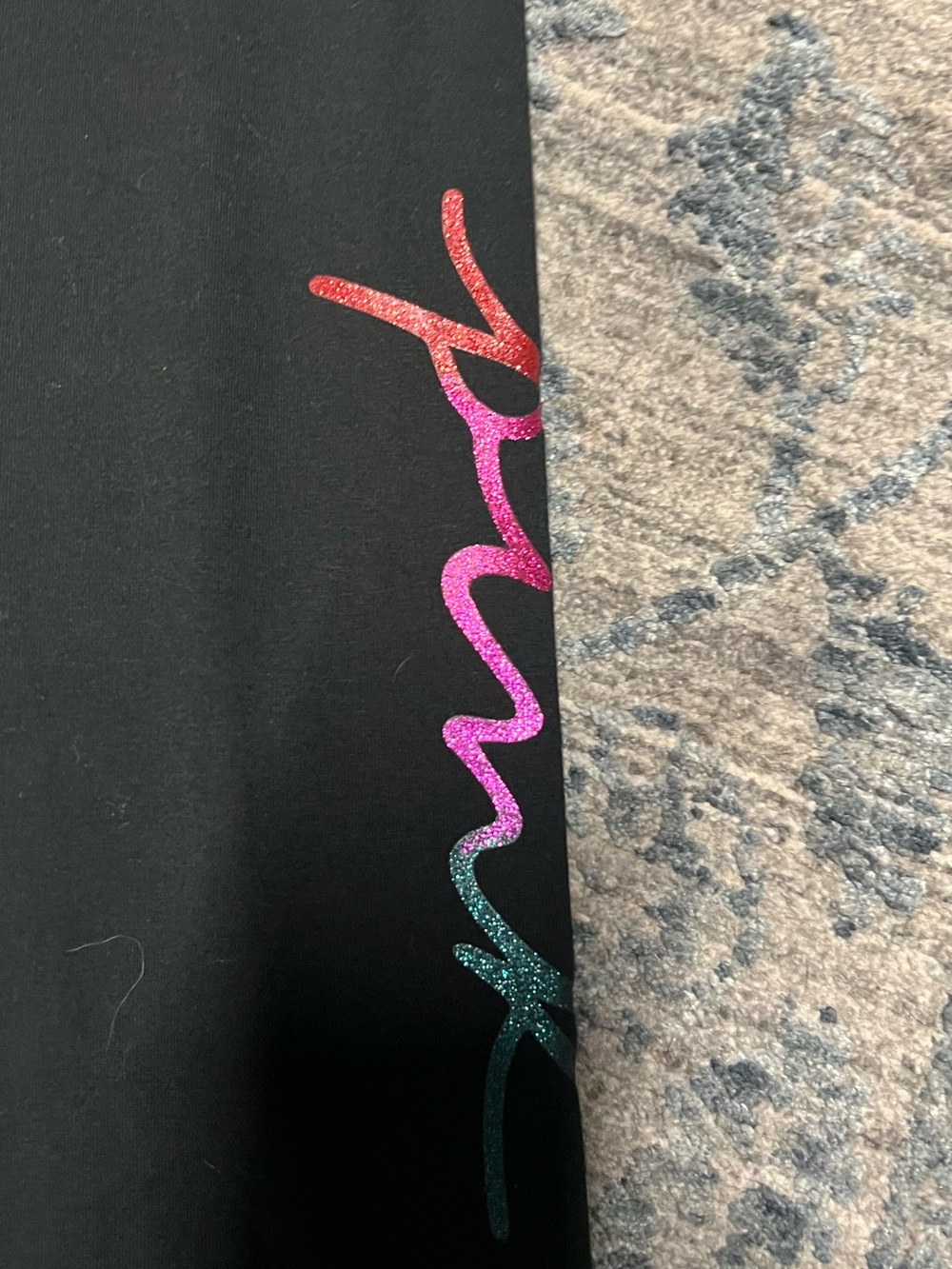 PINK Victoria's Secret Black Leggings with Multicolor Script - Picture 2 of 3